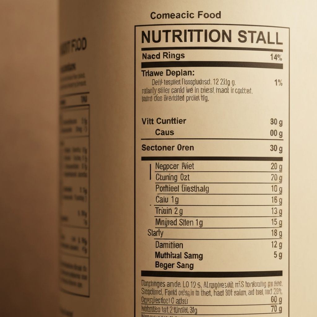 Close-up of a generic food nutrition label